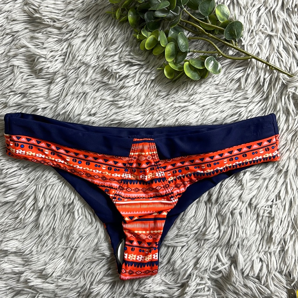 NWOT khong boon orange tribal pattern bikini bottoms size S
